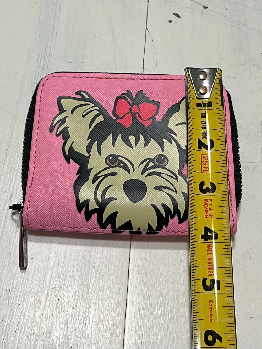 Marc Tetro Yorkie Terrier Small Mini Zip Around Wallet Card Holder Faux Leather